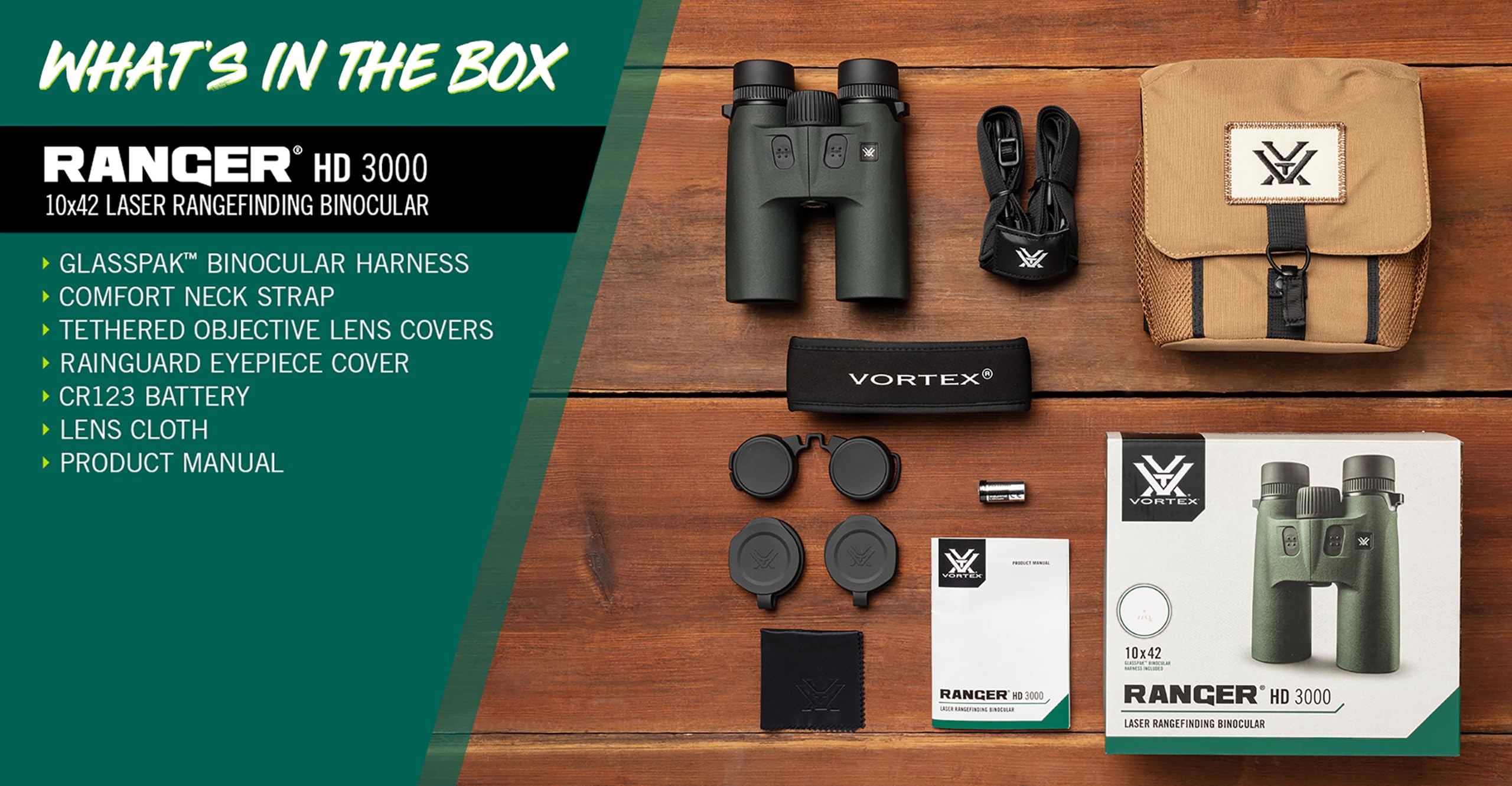 Vortex Ranger HD 3000 GlassPak Harness enables ready access in the field.