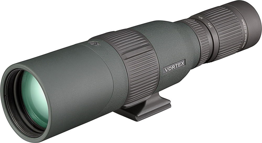 Vortex Razor HD eyepiece close-up shows adjustable eye relief for comfortable viewing.