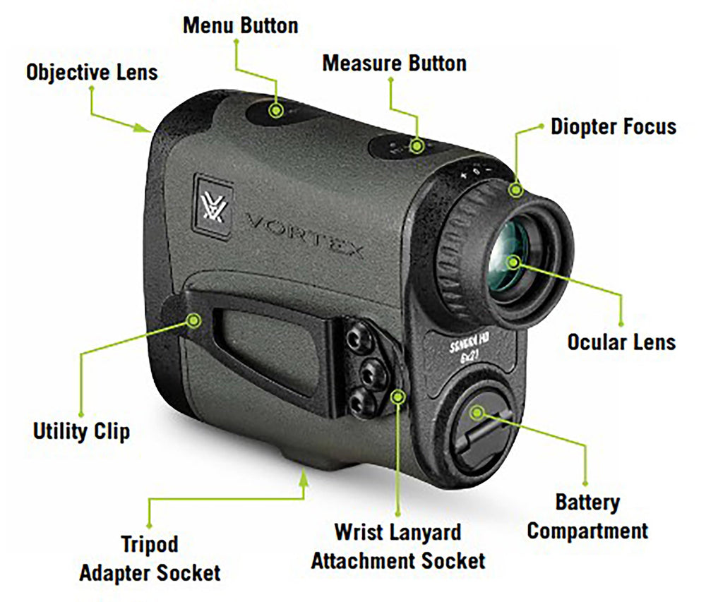 Vortex Sonora HD 1800 rangefinder soft case and tripod setup for versatile carrying and stability.