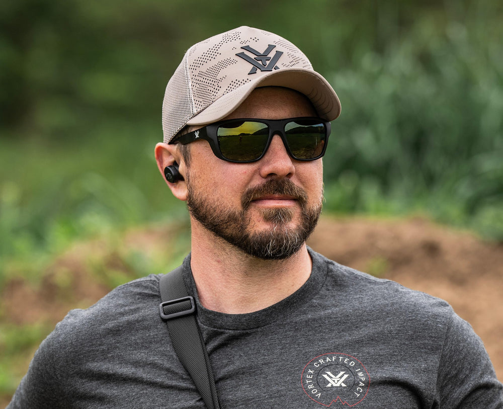 Vortex Through and Through Camo Cap close-up fabric texture highlights durable polyester