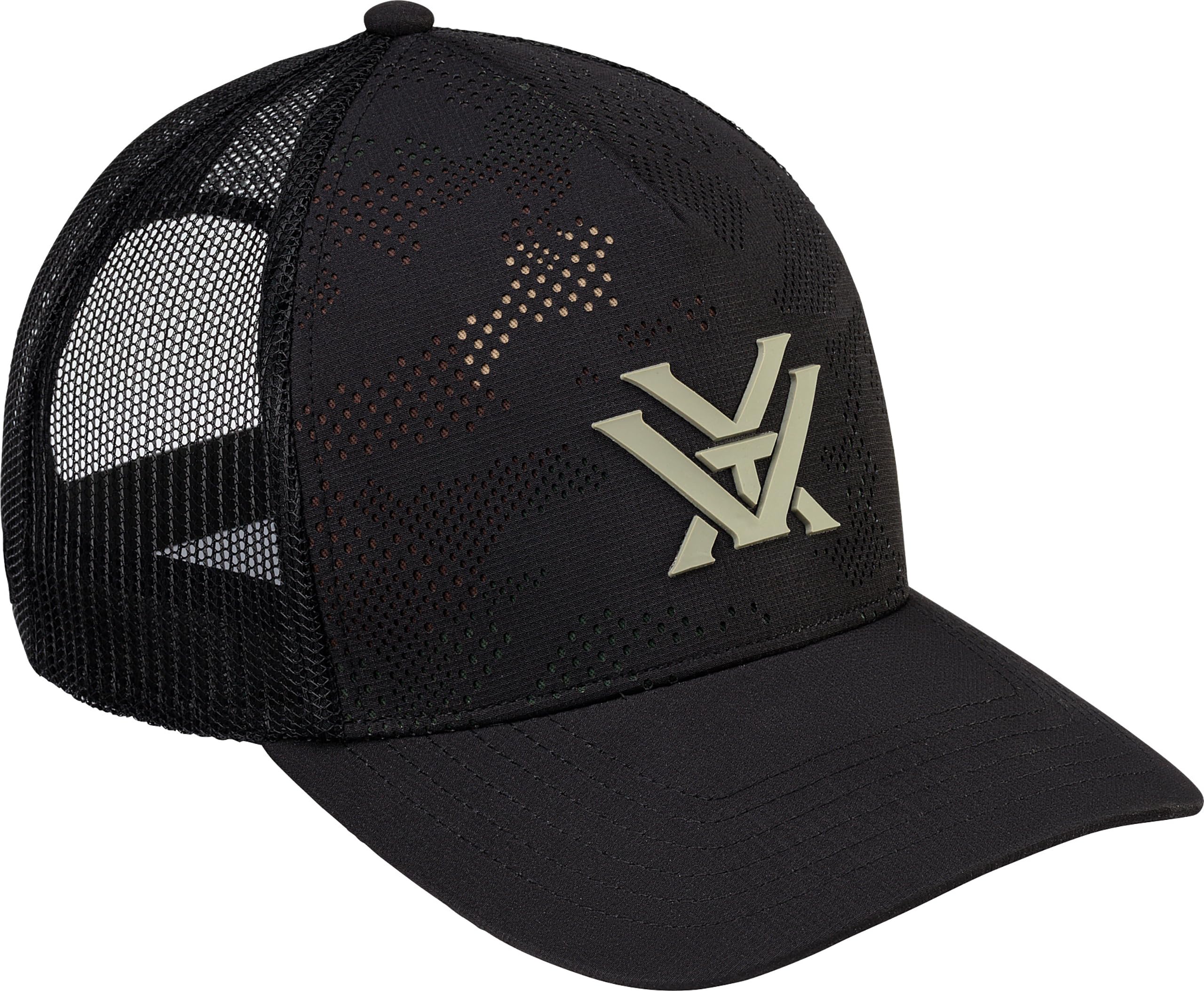 Vortex Through and Through Camo Caps front view showing subtle camouflage design.