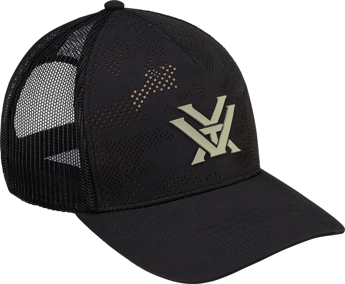 Vortex Through and Through Camo Caps front view showing subtle camouflage design.