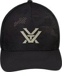 Vortex cap side profile with structured crown and mesh back.