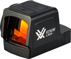 Vortex Venom enclosed micro red dot sight mounted on firearm for quick target acquisition.