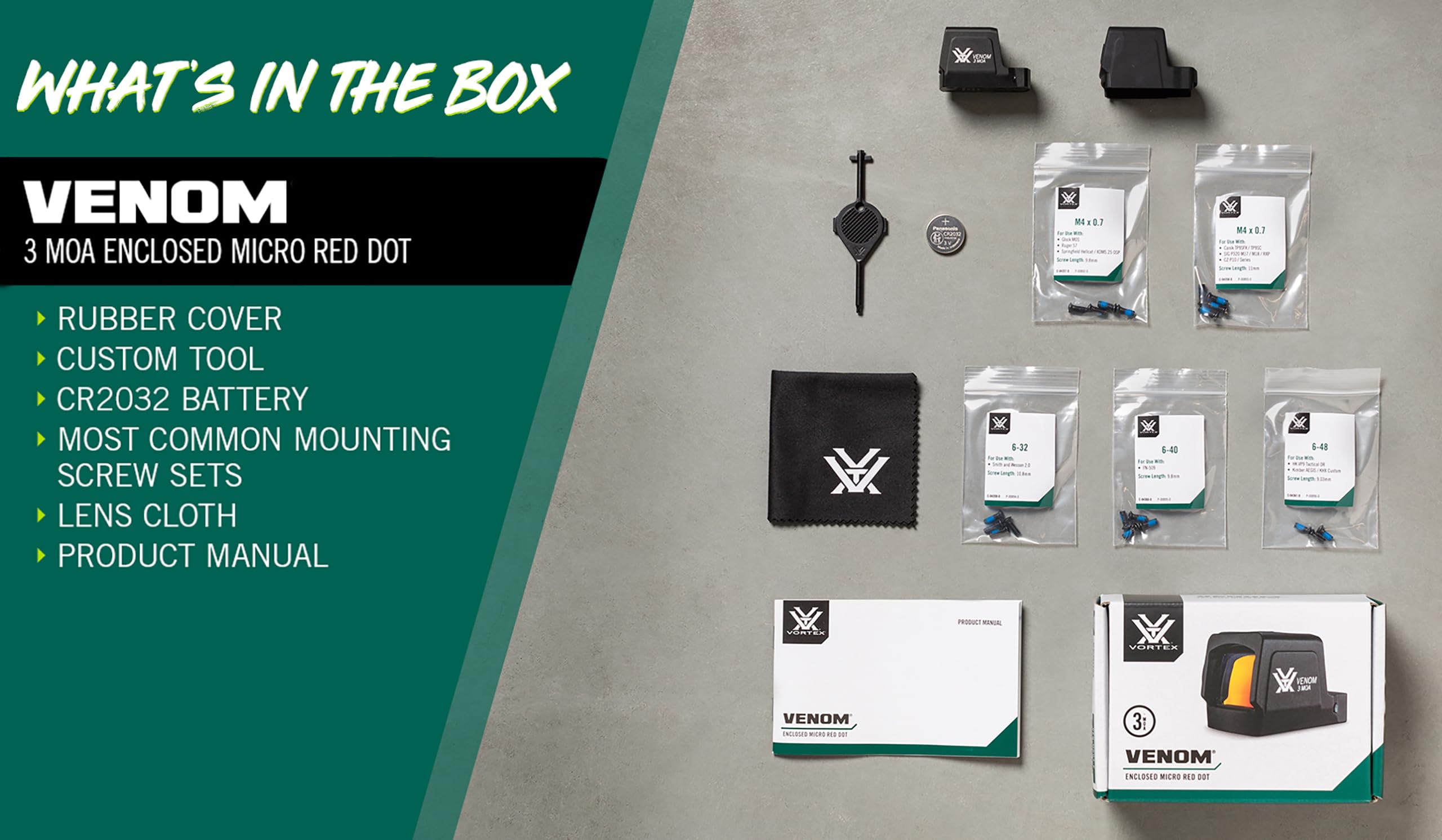 Vortex Venom mounts to DeltaPoint Pro footprint for broad compatibility.