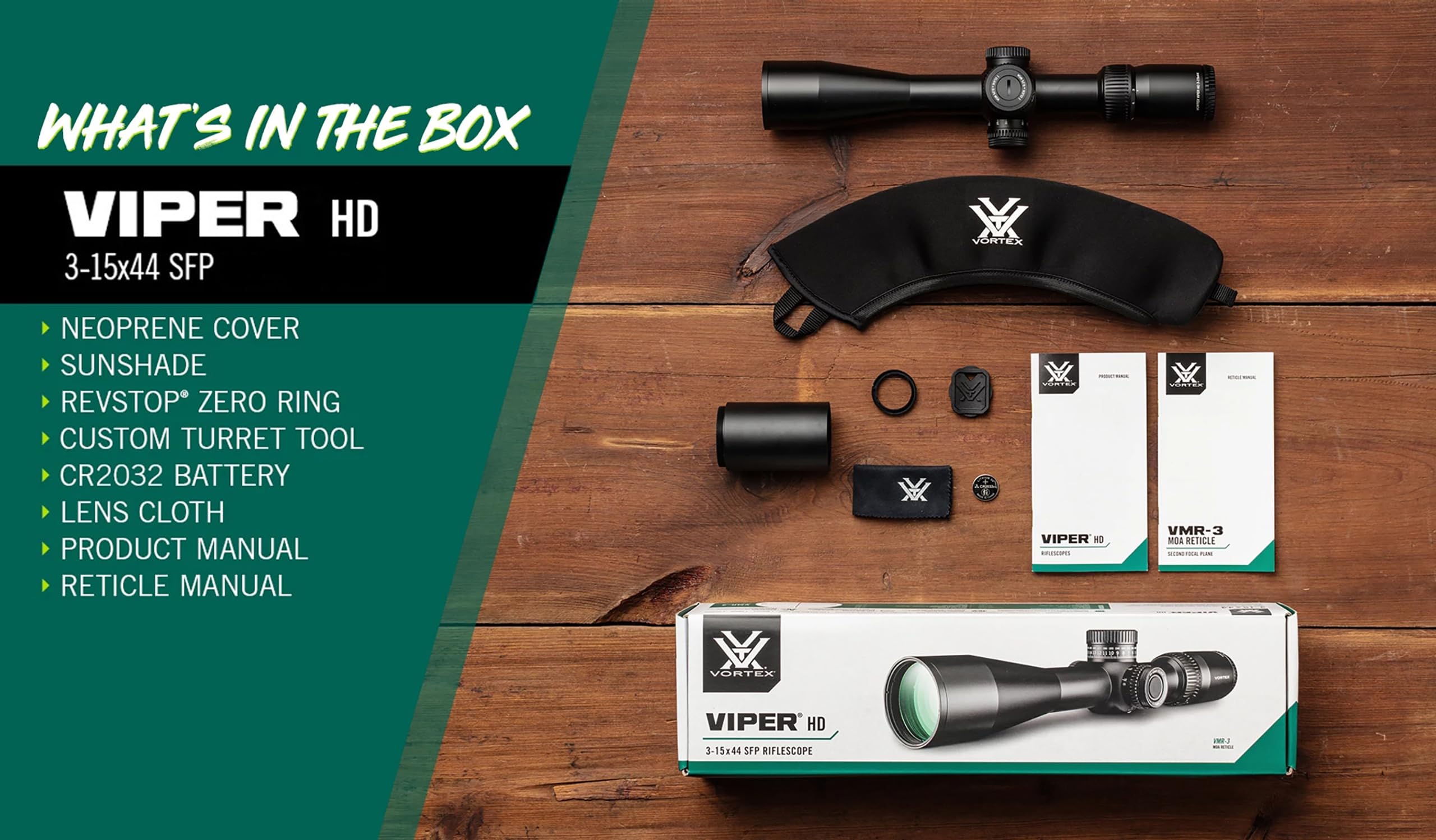 Vortex Viper HD 3-15x44 fogproof and waterproof with argon purge for field reliability.