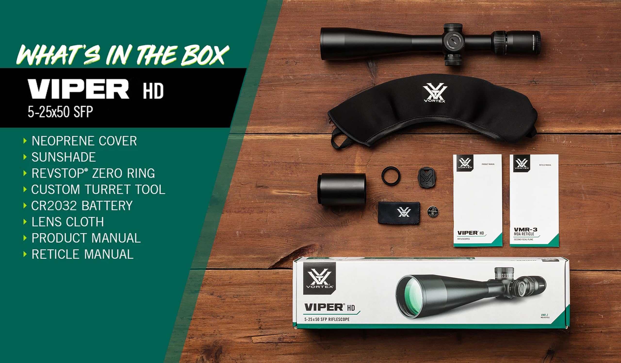 Vortex Viper HD 5-25x50 Armortek coatings protect lenses and extend life.