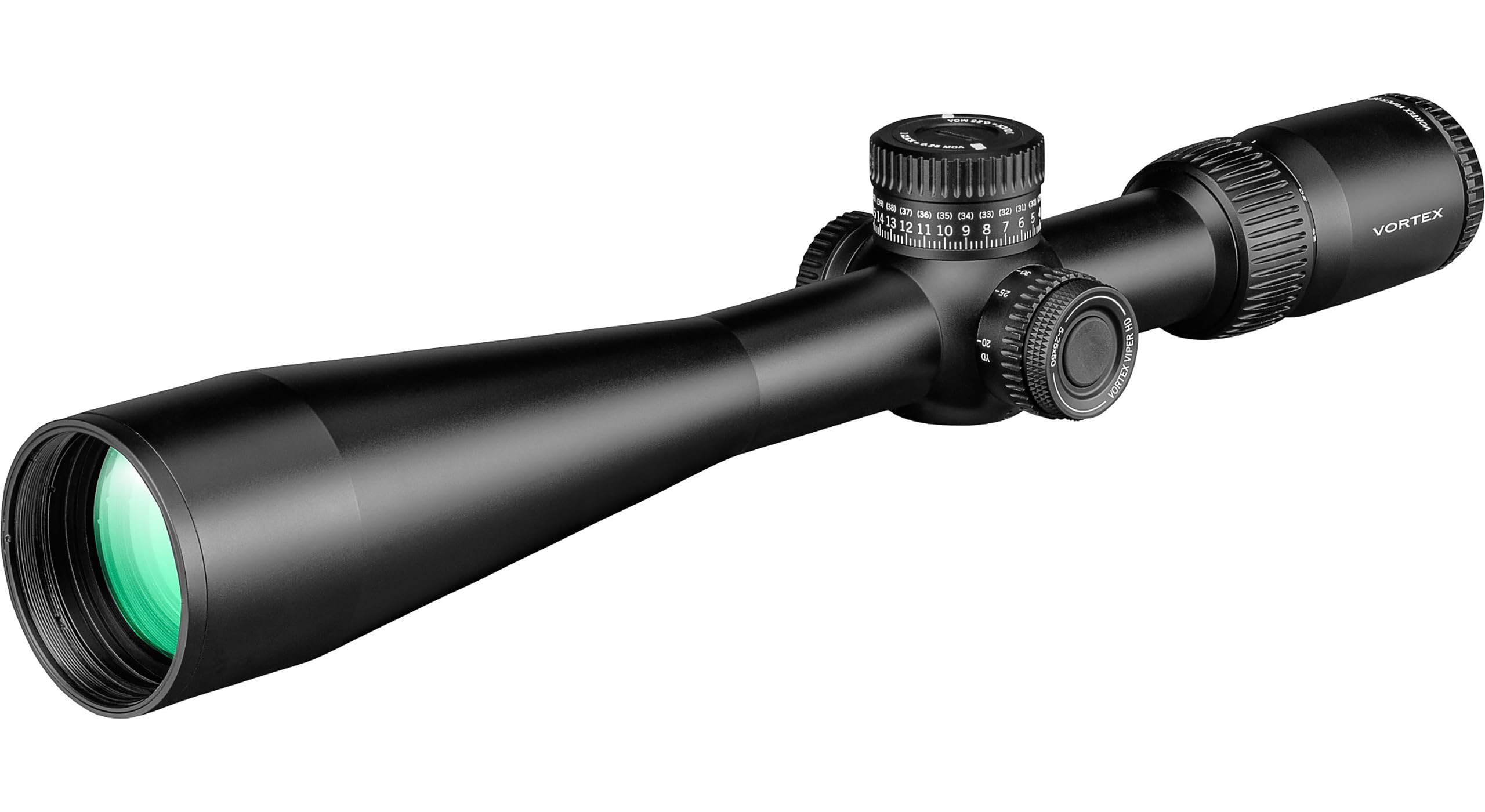 Vortex Viper HD 5-25x50 illuminated reticle aids low-light aiming.