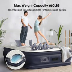 Vosser built-in pump inflates mattresses quickly for guests.