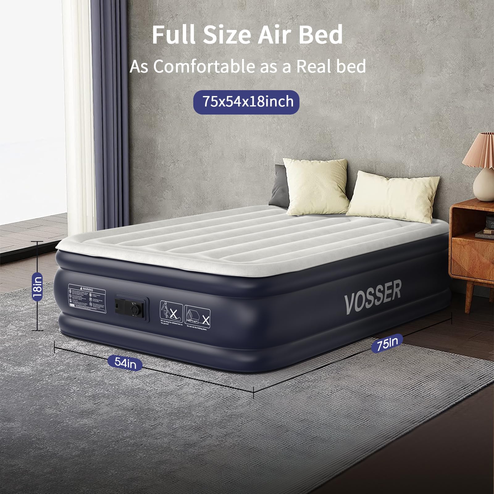 Vosser portable carry bag-ready mattress for easy travel and storage.