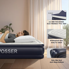 VOSSER durable puncture-resistant PVC and reinforced seams maintain firmness overnight.