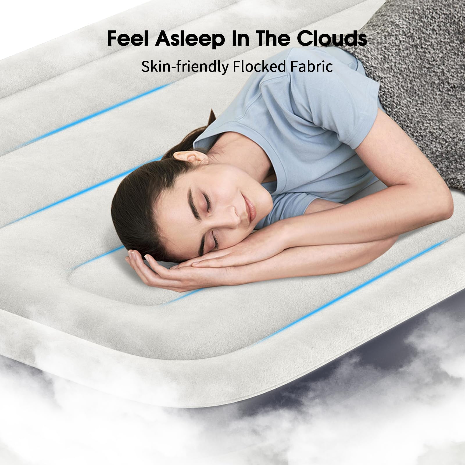 VOSSER waterproof, easy-clean flocked top ideal for indoor and outdoor family use.