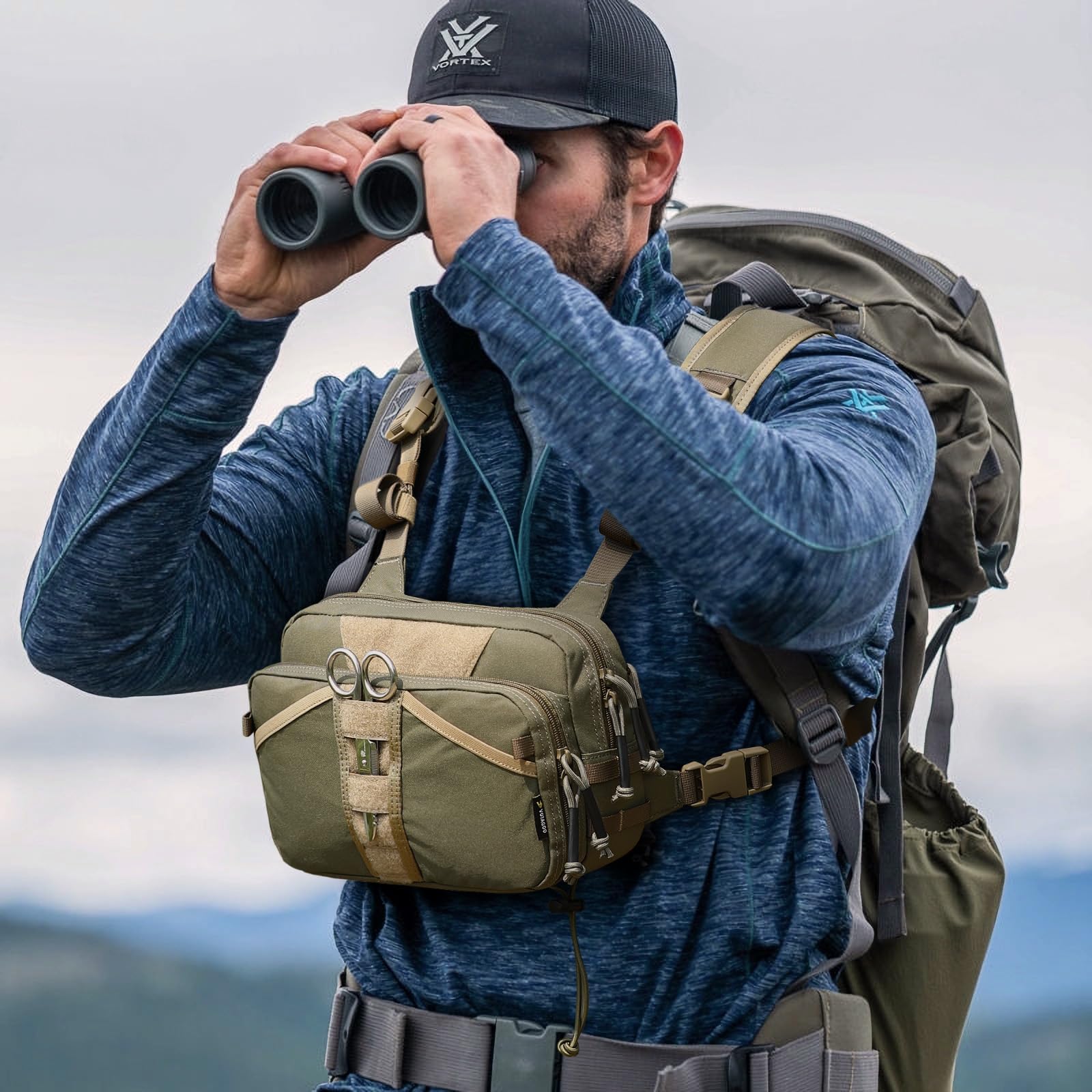 VOTAGOO GEAR chest pack net pocket keeps a net ready.