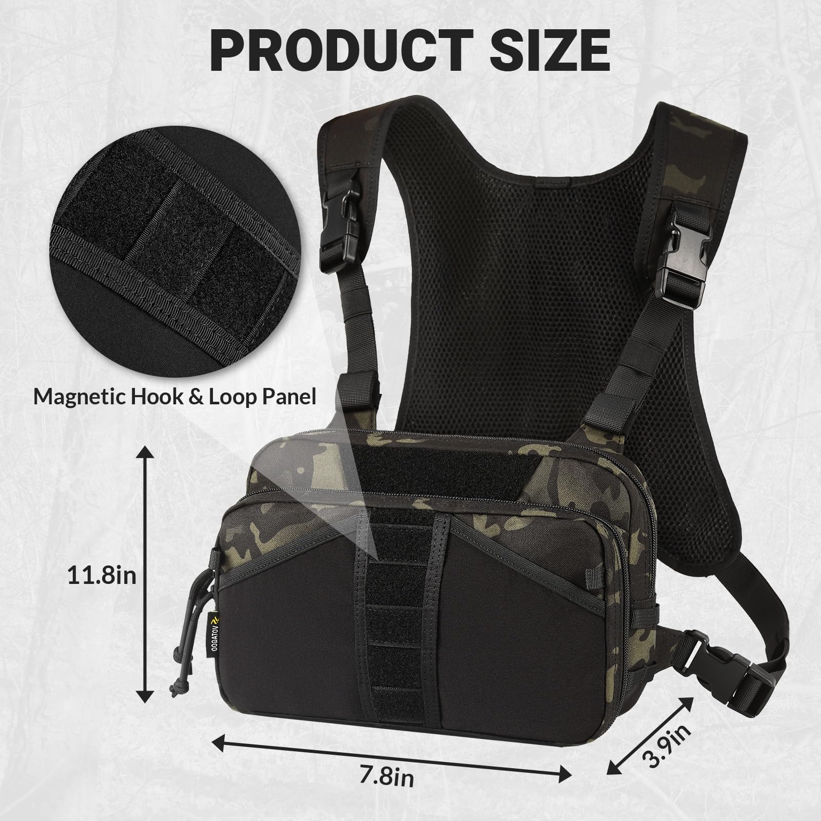 VOTAGOO GEAR chest pack strap adjustment for a secure, customizable fit.