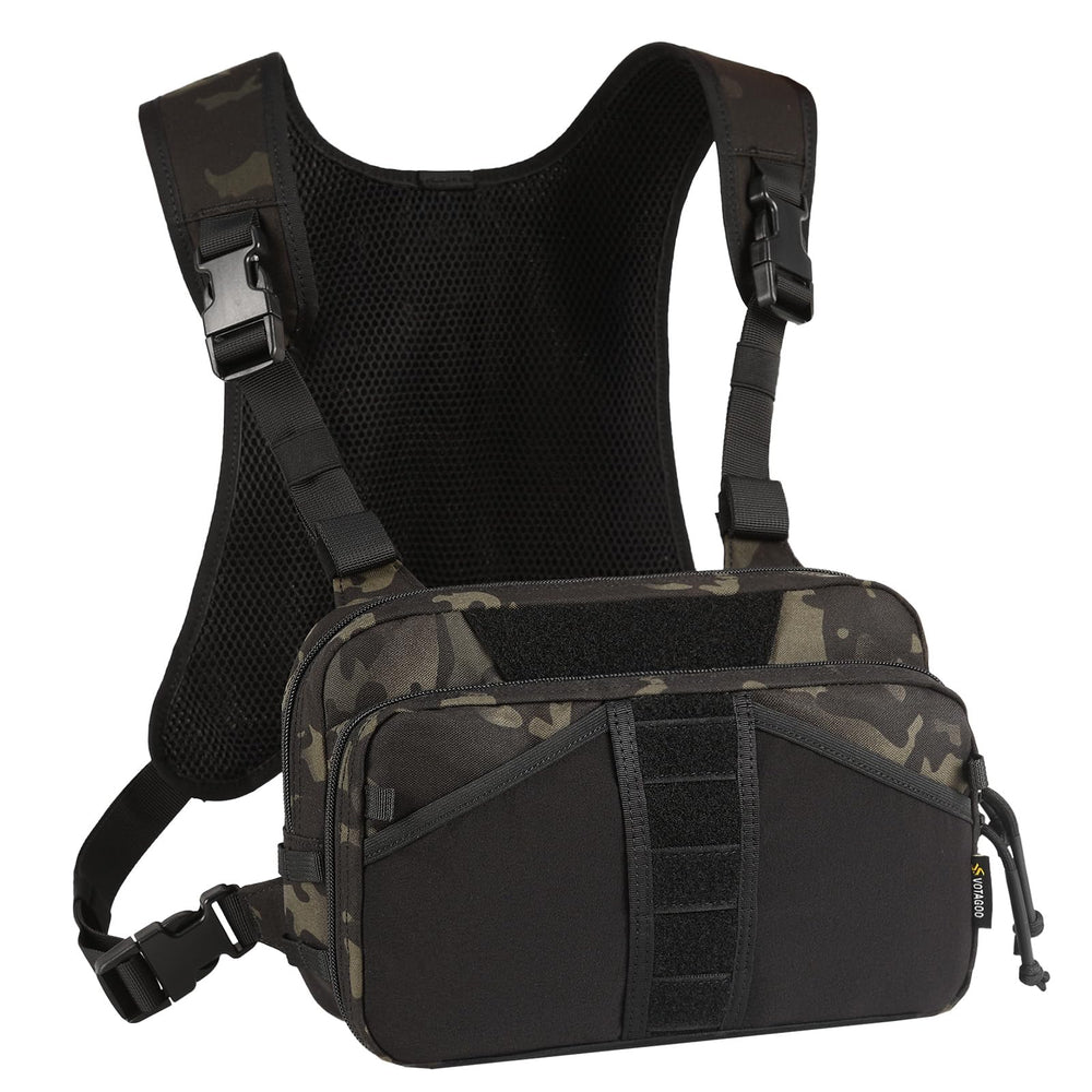 VOTAGOO GEAR fishing chest pack front view with quick-access pockets for on-water organization.