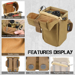 The VOTAGOO GEAR Rangefinder Pouch quick-release buckle facilitates one-handed operation.