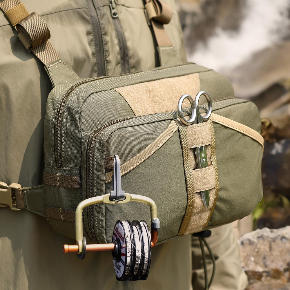 VOTAGOO GEAR chest pack water-resistant fabric withstands tough river conditions.