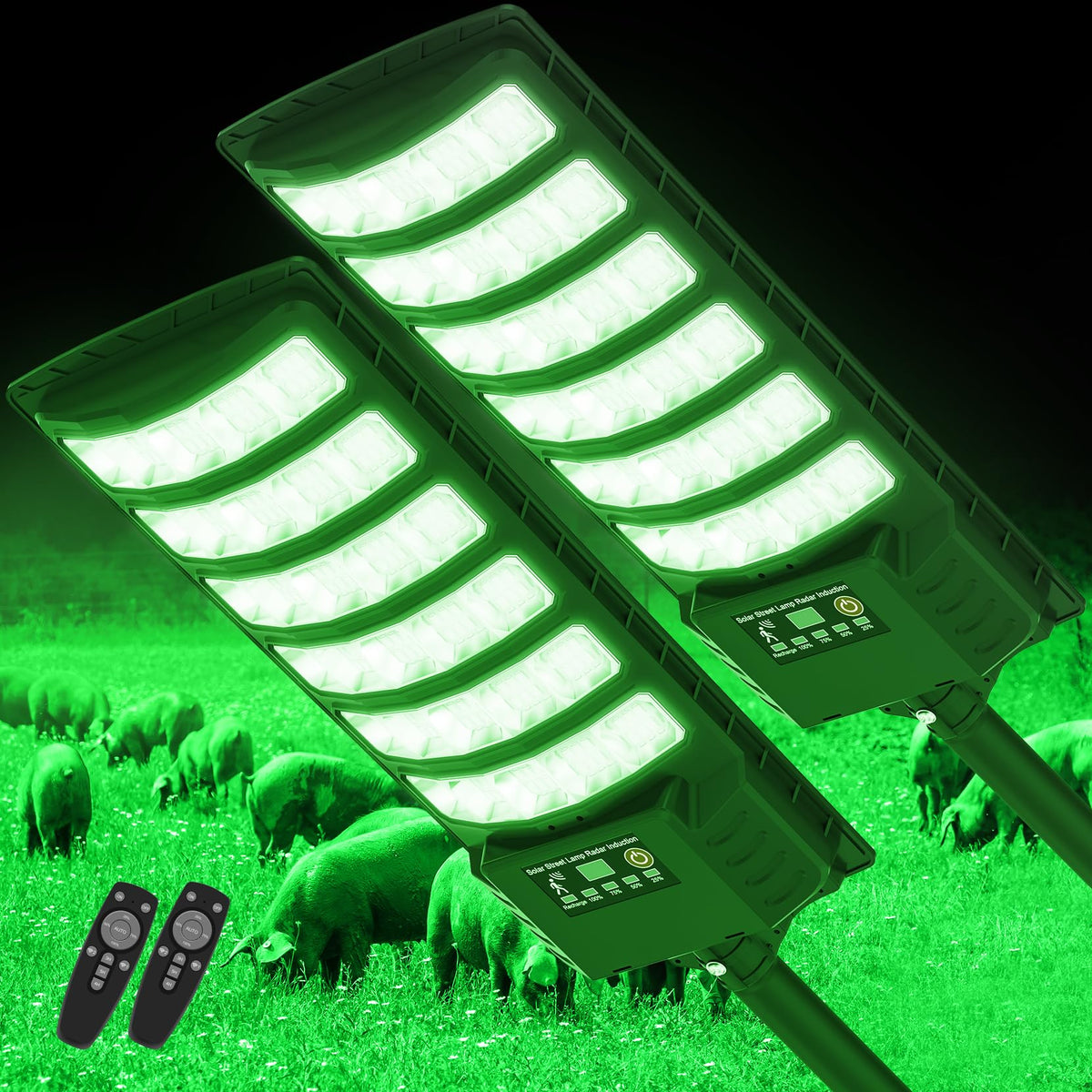 VowelsOne Hog Lights with green LEDs illuminate night feeding area for hog hunting