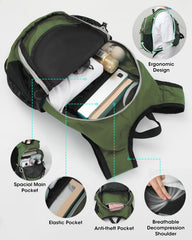 VPBAGE hiking backpack with adjustable chest and waist straps for a secure fit.