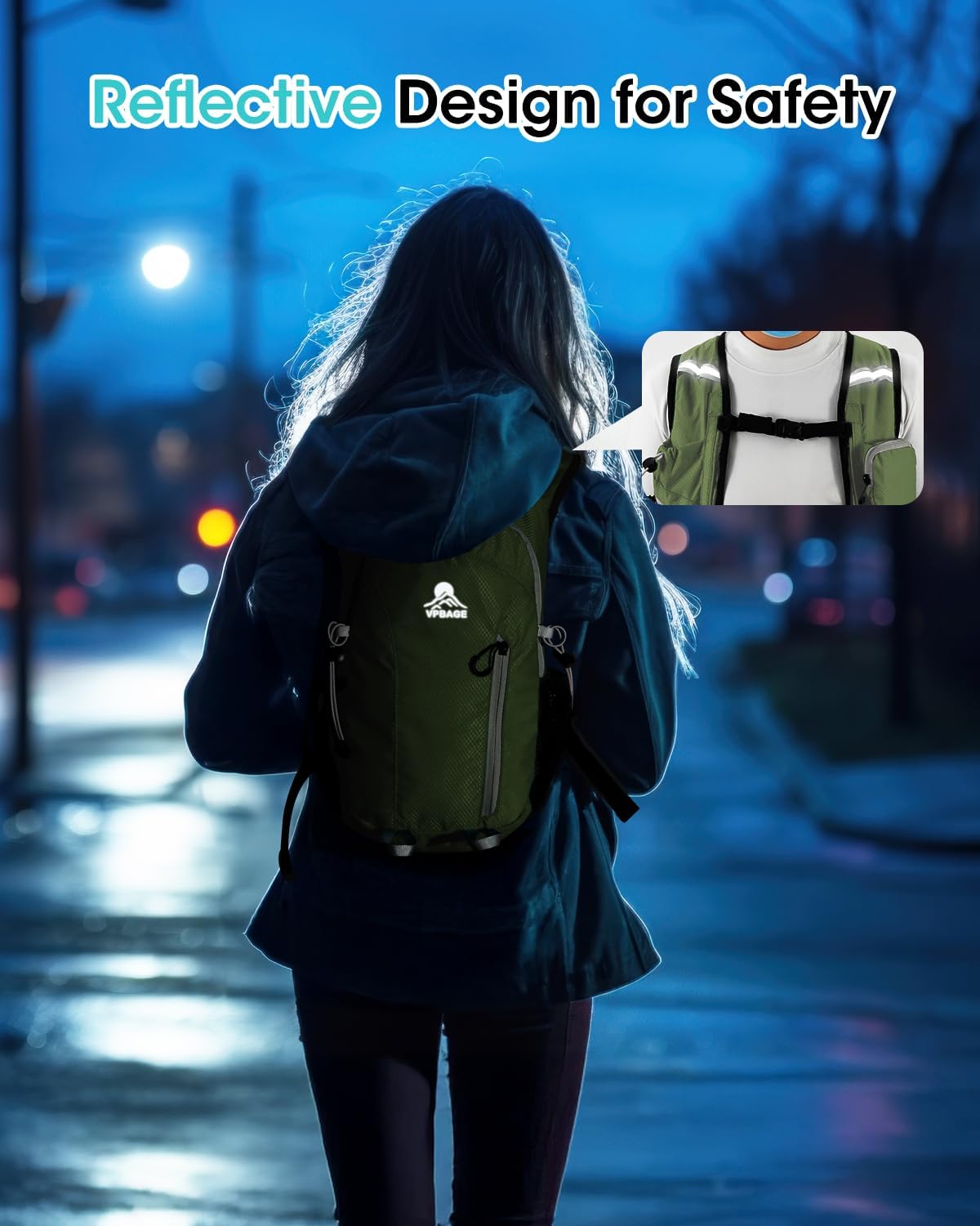 VPBAGE versatile daypack supports hiking, biking, camping, and travel.