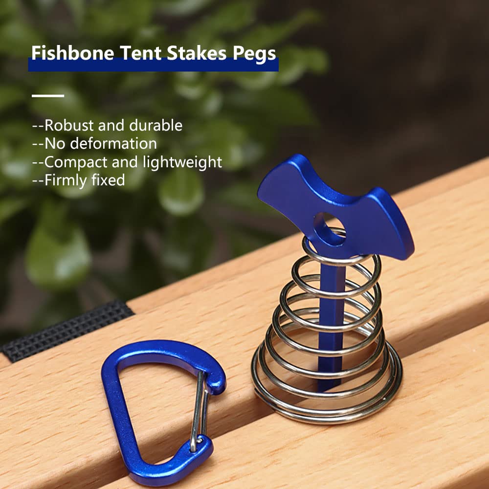 VPTMRP aluminium tent stakes with carabiners offer durable, rust-resistant anchoring for windproof stability.
