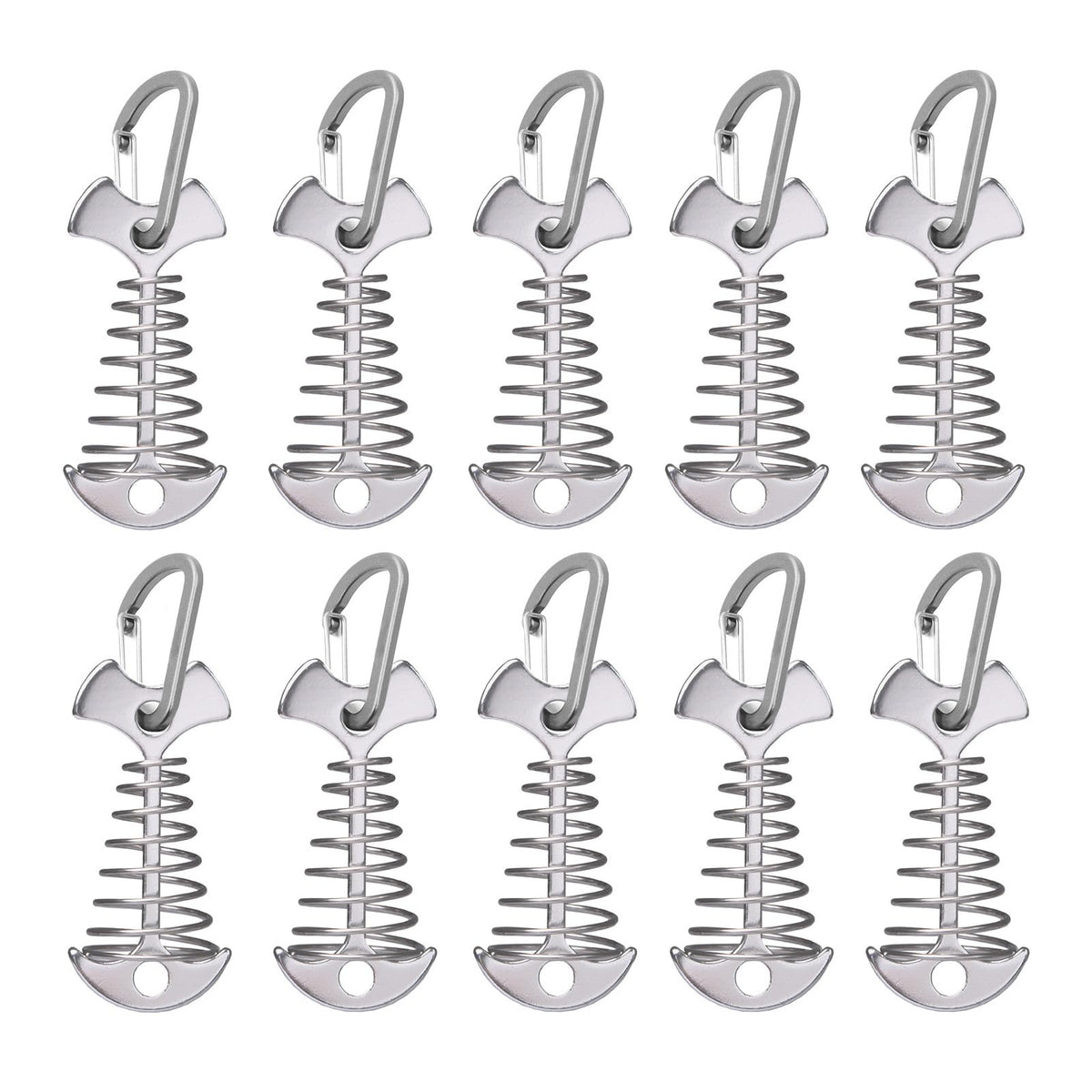 VPTMRP fishbone deck anchor peg with carabiner securing ropes for tent setup