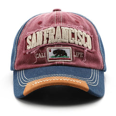 VPTMRP San Francisco hat blue side view, adjustable metal buckle for comfortable fit.