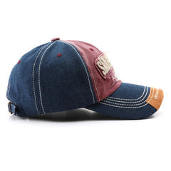 VPTMRP San Francisco hat blue close-up, neat stitching highlights craftsmanship.