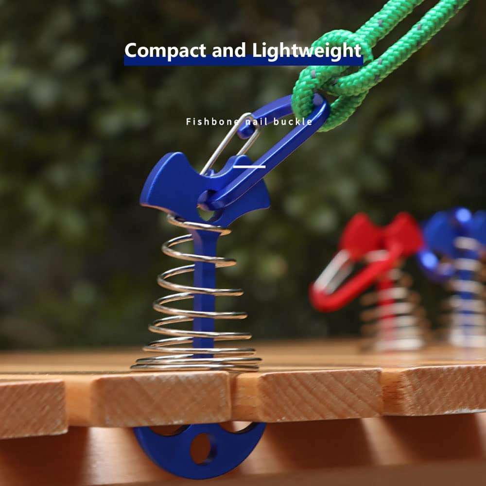 VPTMRP spring buckle deck pegs enhance tent stability without drilling holes.