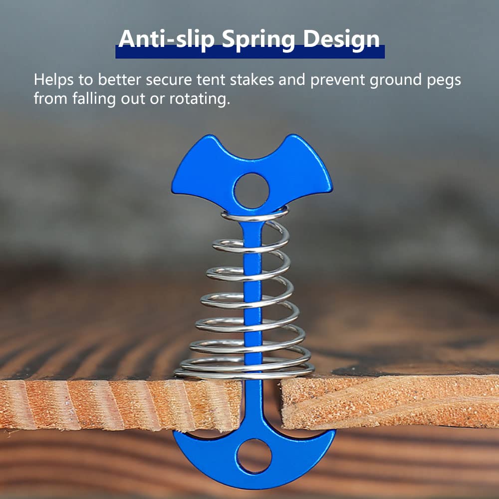 VPTMRP tent pegs installed on wood deck for secure setups