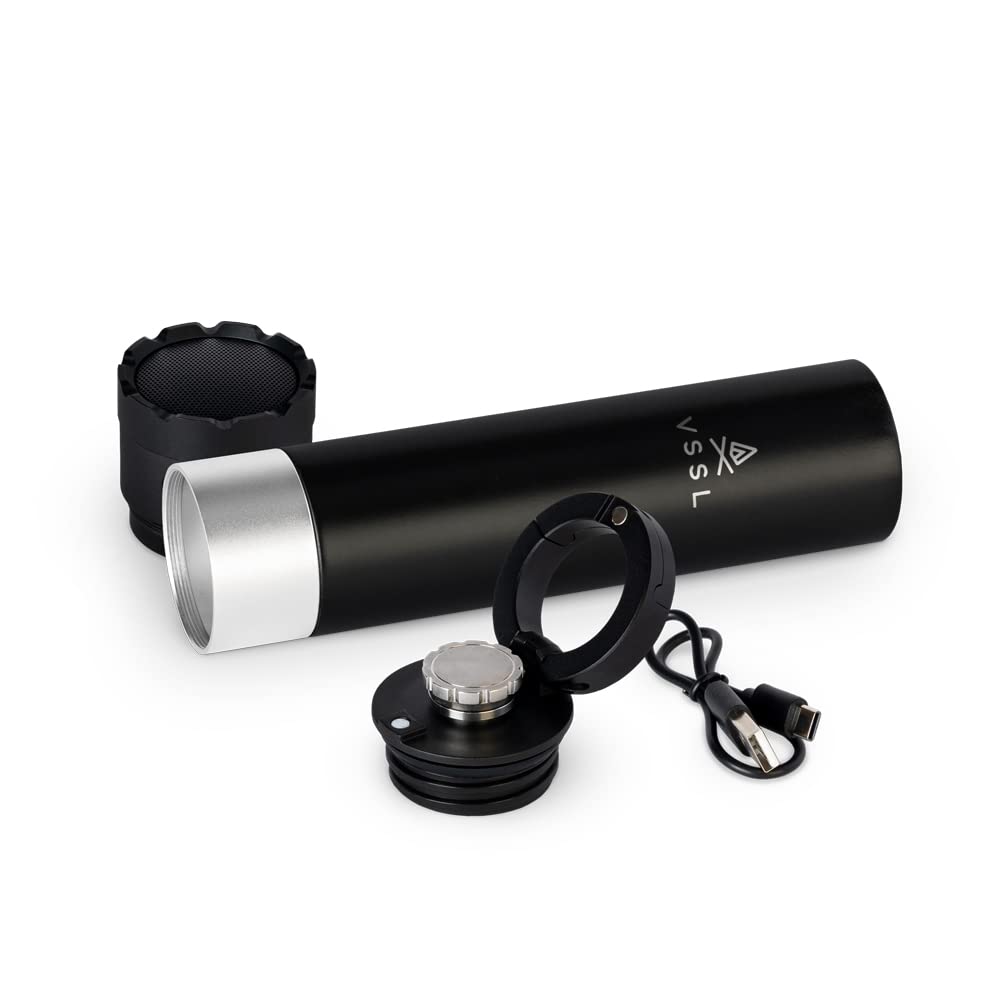 VSSL carabiner attached to flask for versatile attachment on trips.