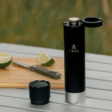 VSSL IP65-rated weatherproof seal protects speaker and bottle outdoors.
