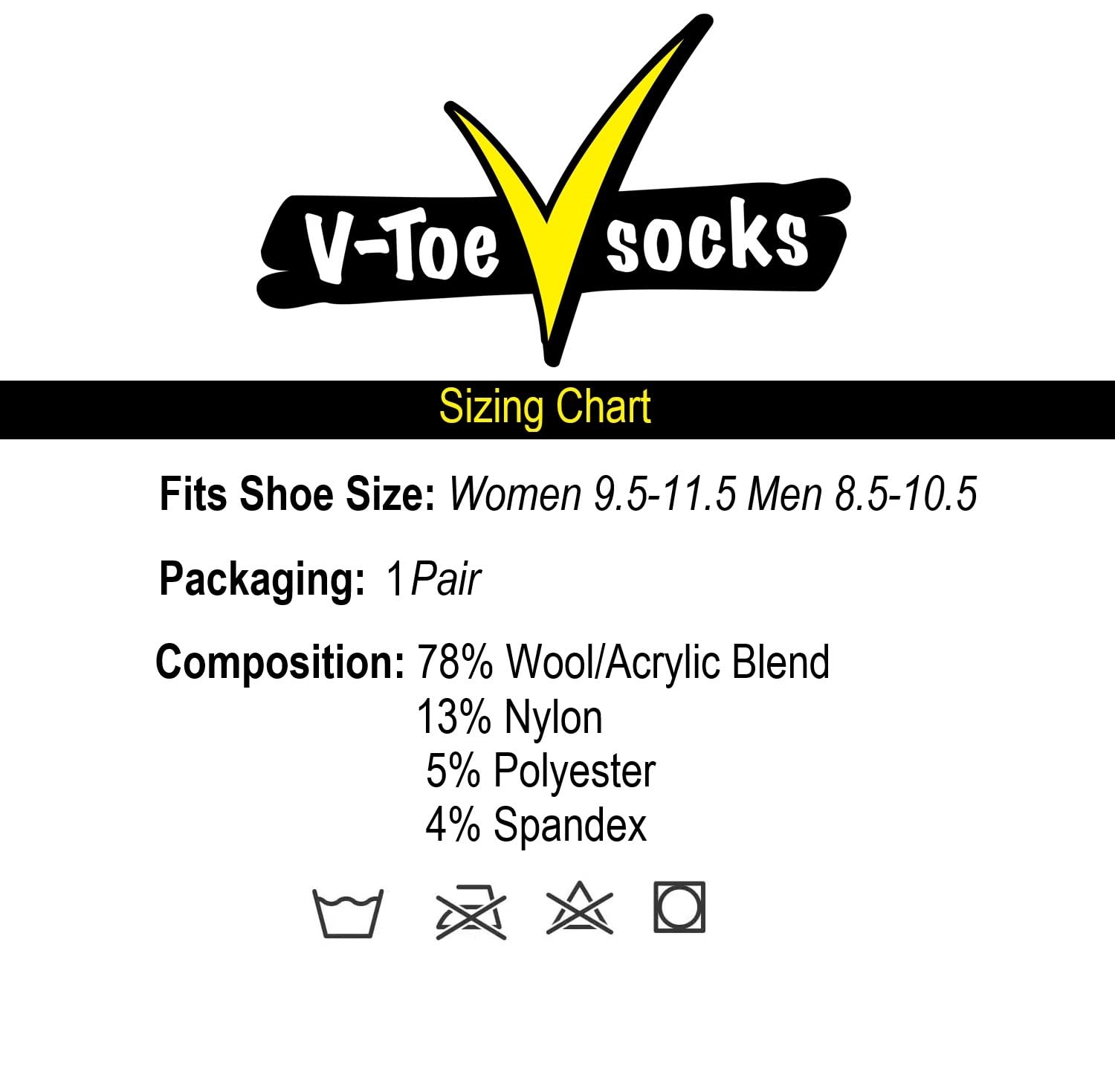 V-Toe Socks wool blend material highlight for warmth and durability.