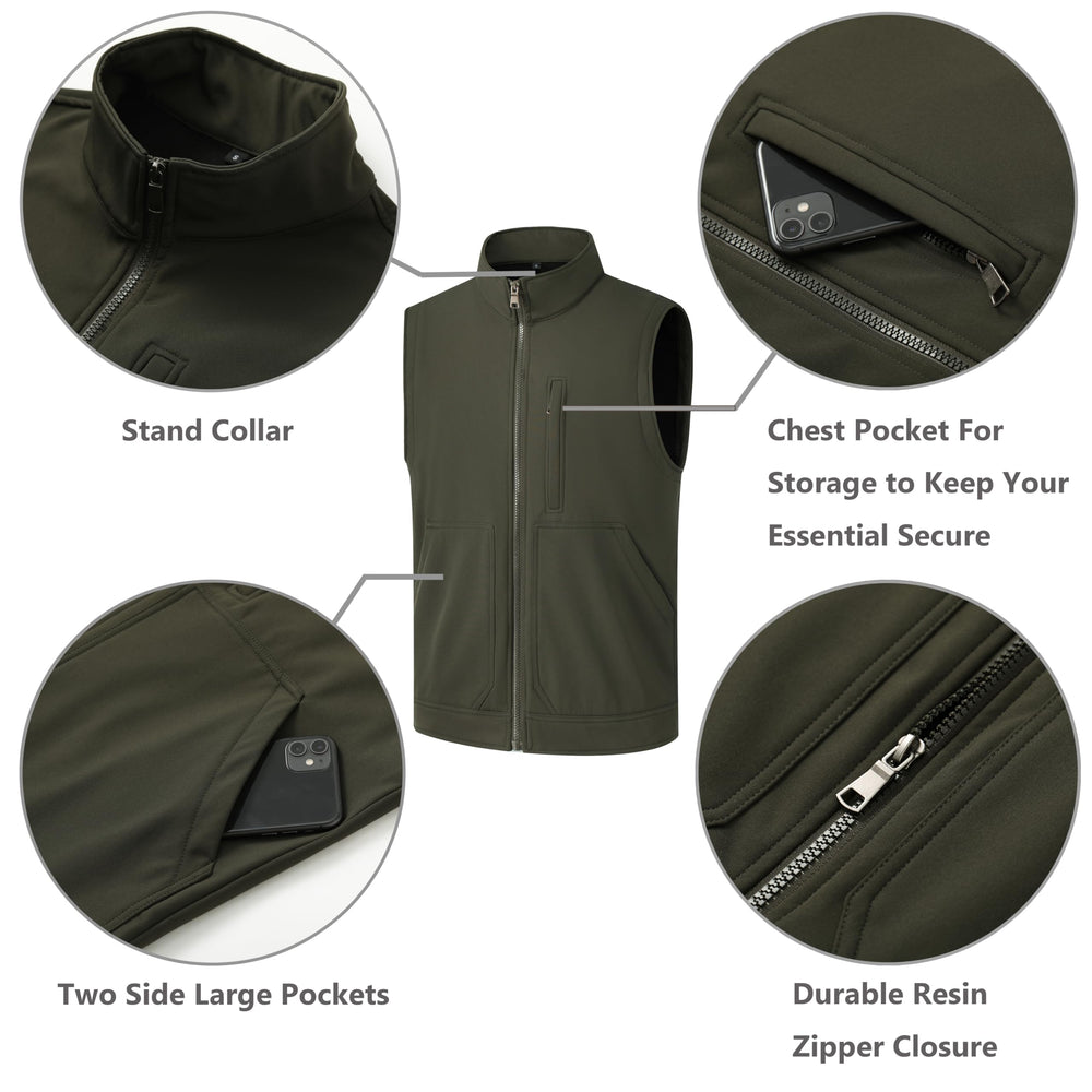 VtuAOL vest back view shows quilted warmth and versatile styling in army green.