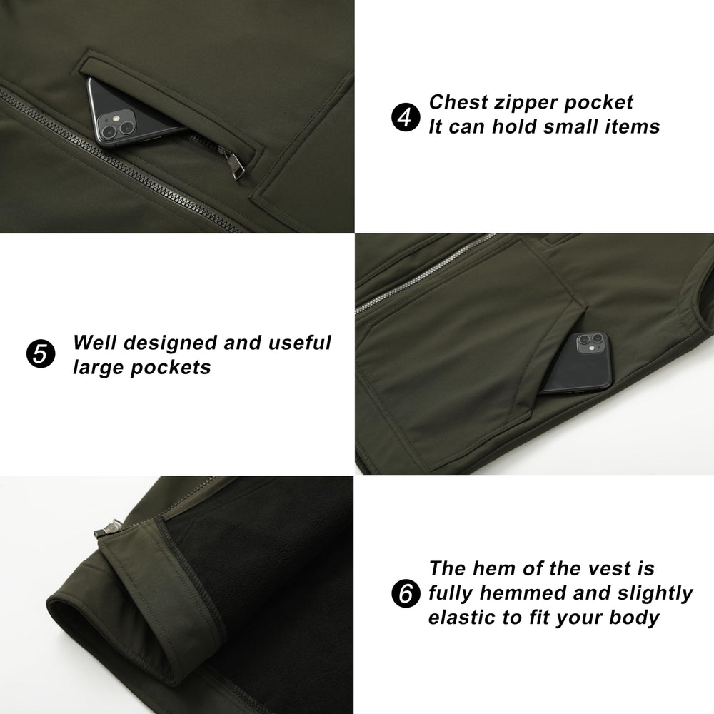 VtuAOL vest pocket closeup shows deep pockets for essentials during outdoor activities.