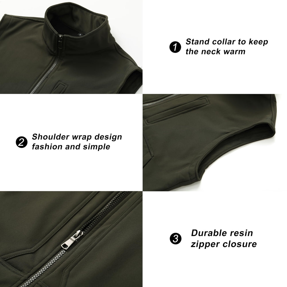 VtuAOL vest stand collar highlights windproof design for windy commutes.