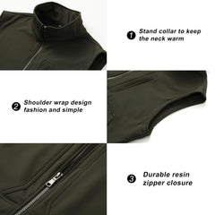 VtuAOL vest stand collar highlights windproof design for windy commutes.