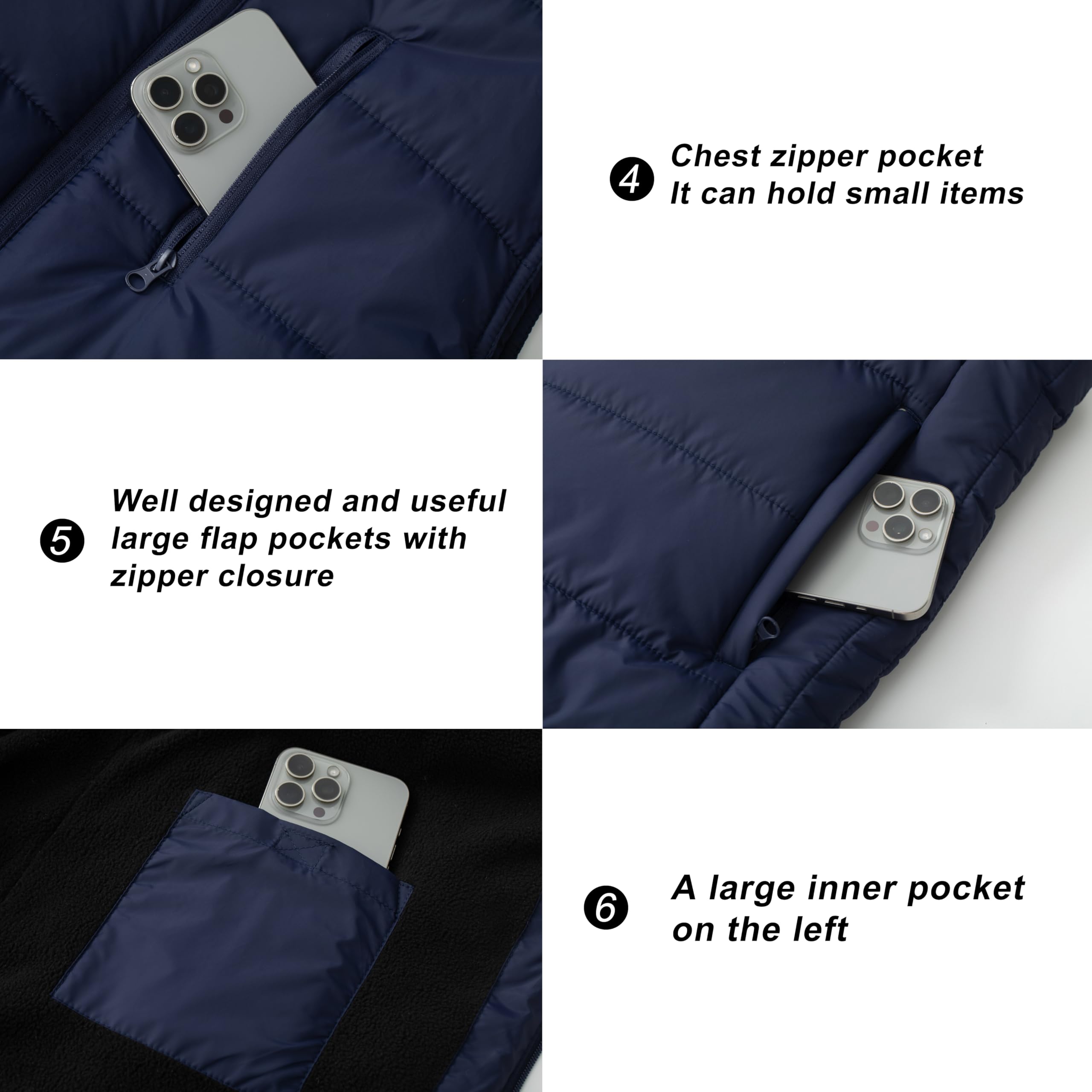 VtuAOL men's outerwear vest left chest pocket showcases convenient storage on hikes.