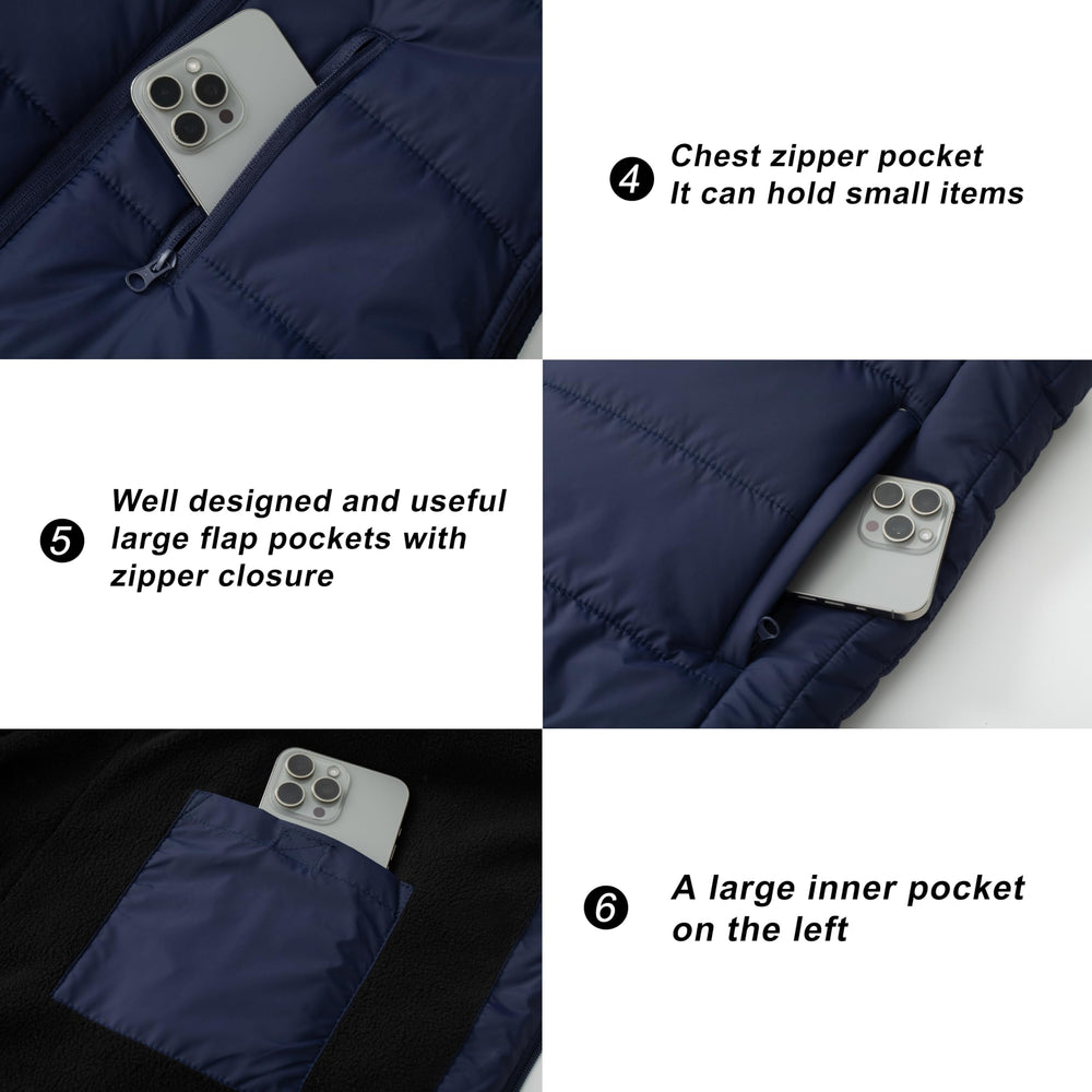 VtuAOL men's outerwear vest left chest pocket showcases convenient storage on hikes.