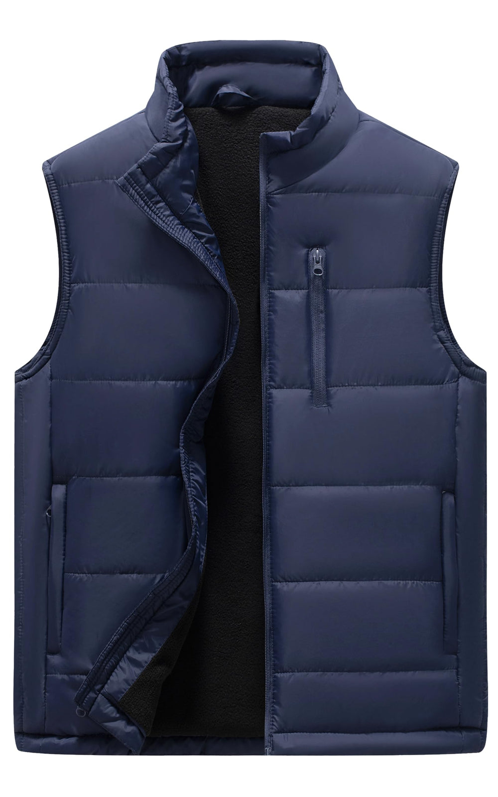 VtuAOL men's outerwear vest padding closeup highlights plush warmth for cold days.