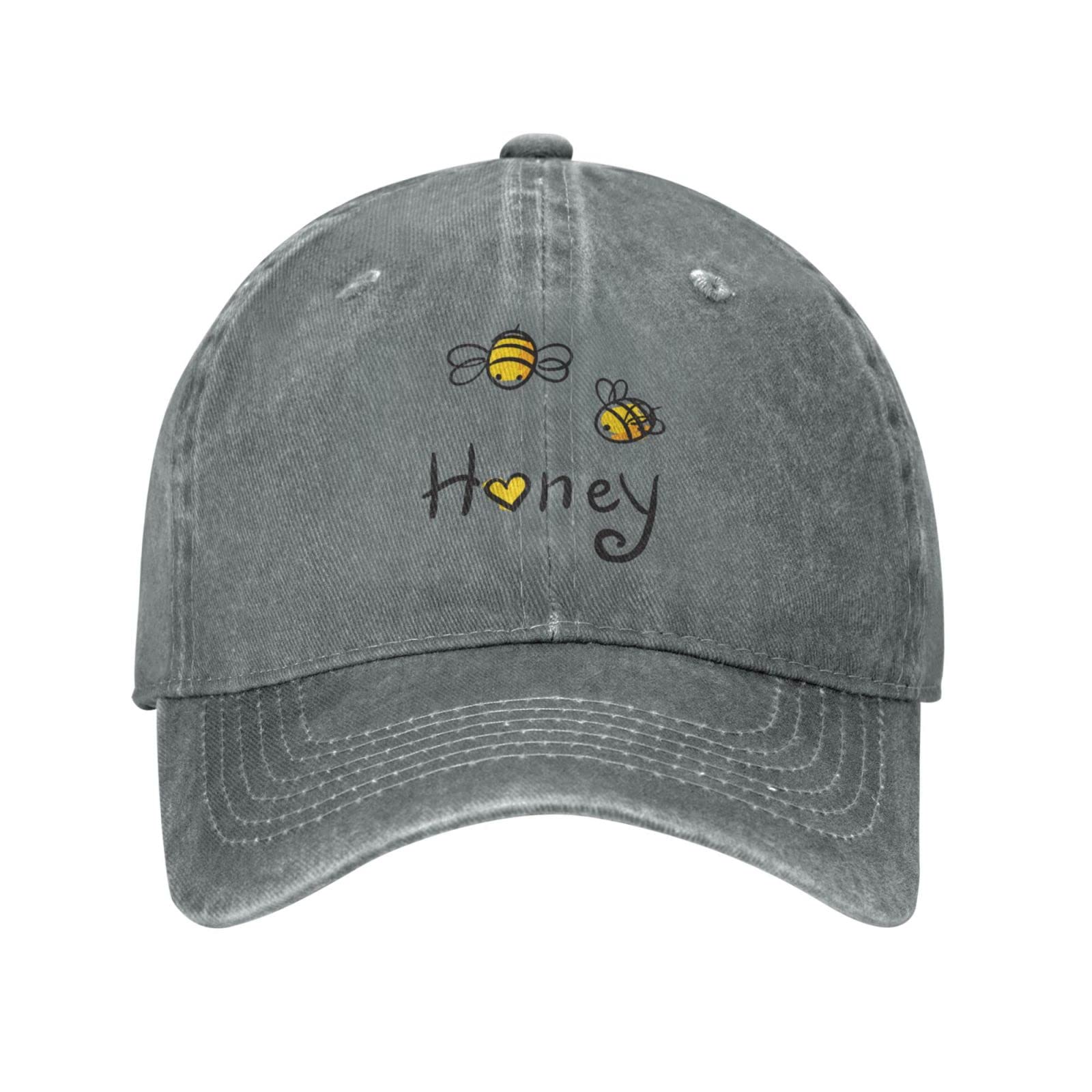 VunKo Bee Love denim hat front view for daily wear with vintage distressed style
