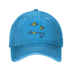 VunKo Bee Love Honey Blue cap front view for everyday casual wear