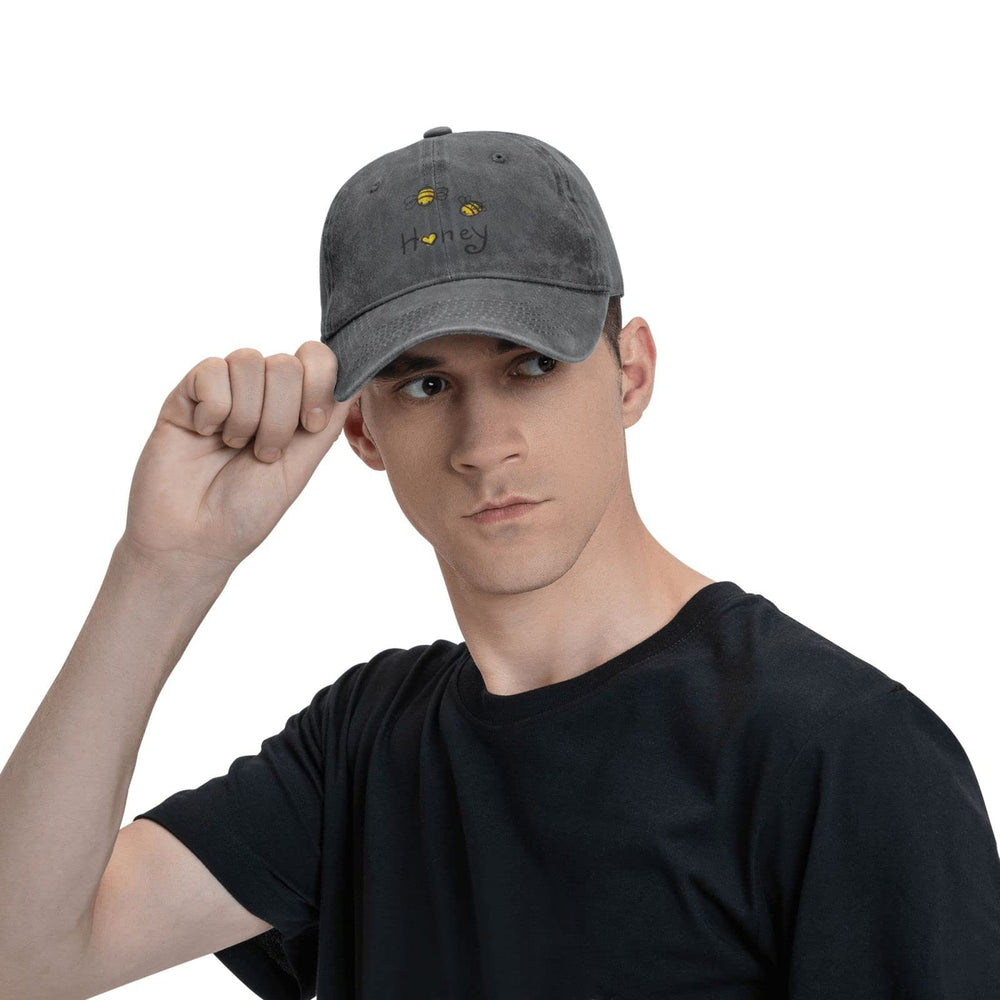 VunKo Bee Love Honey denim brim shows stiff, protective shape for sunny days.