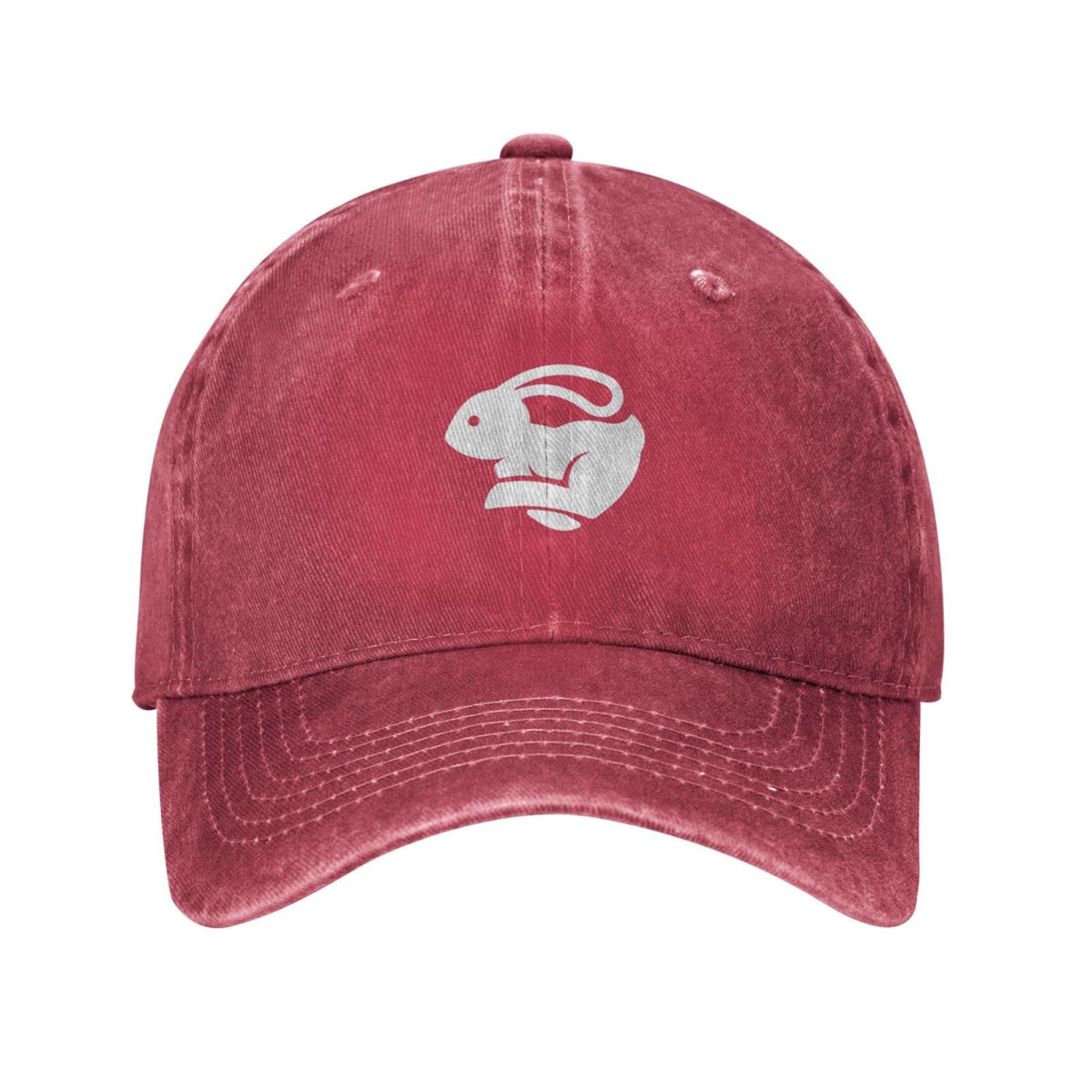 VunKo rabbit running cap in red vintage denim, breathable and stylish for outdoor adventures