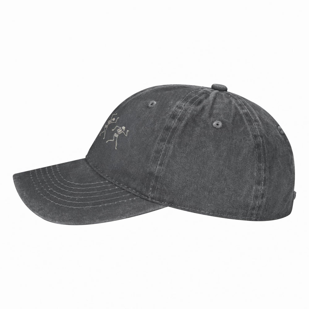 VunKo Dancing Skeletons hat back view showing sturdy stitching and durable finish.