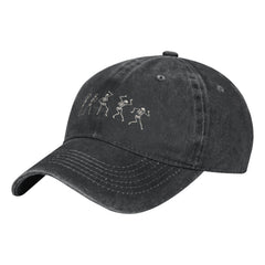 VunKo Dancing Skeletons hat side view highlights adjustable fit for all head shapes.