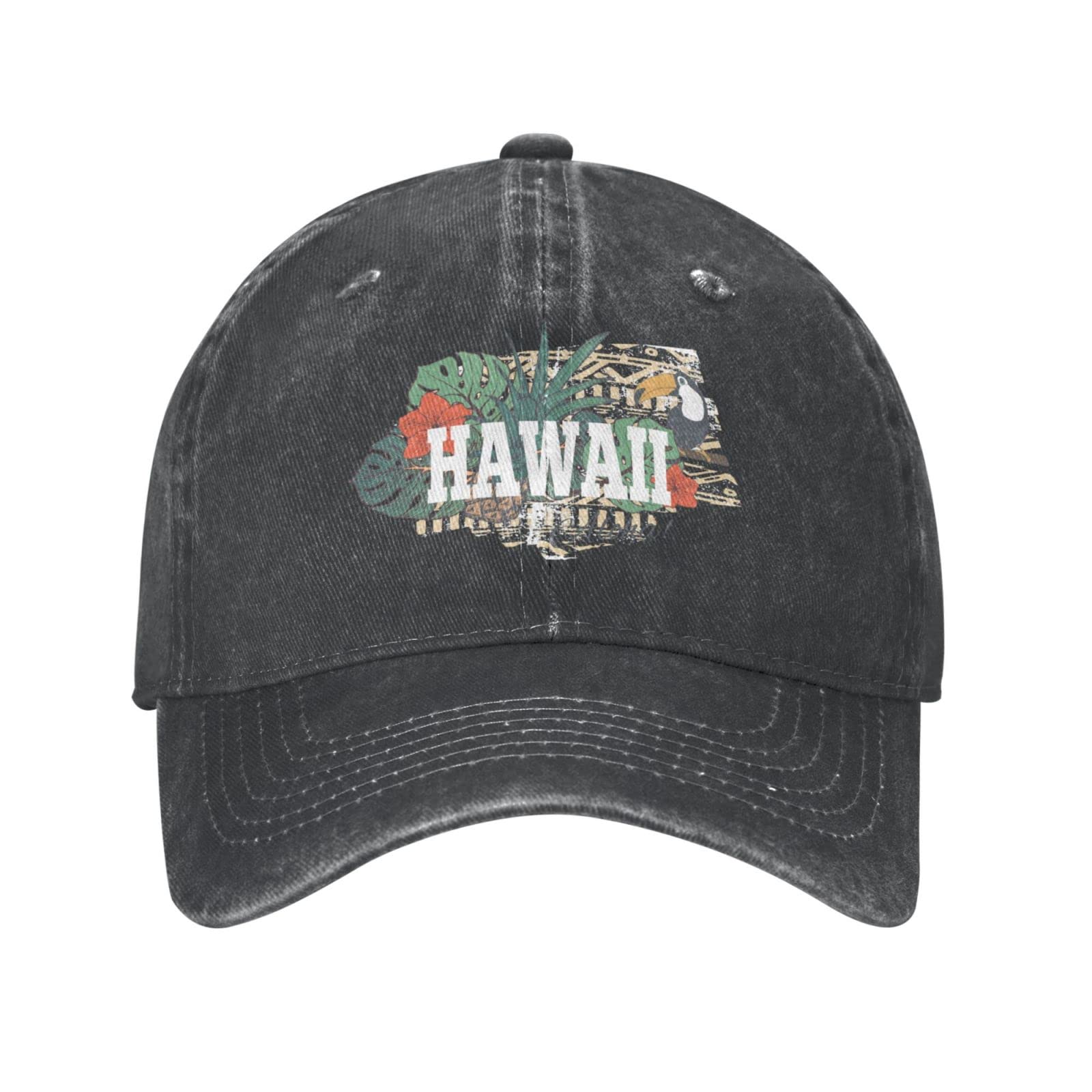 VunKo Funny Hawaii cap front view with vintage denim distress for casual daily wear