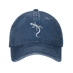 VunKo Lizard navy hat front view with vintage denim for daily wear