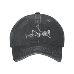 VunKo Skeleton Cap in black denim, front view for casual daily wear.