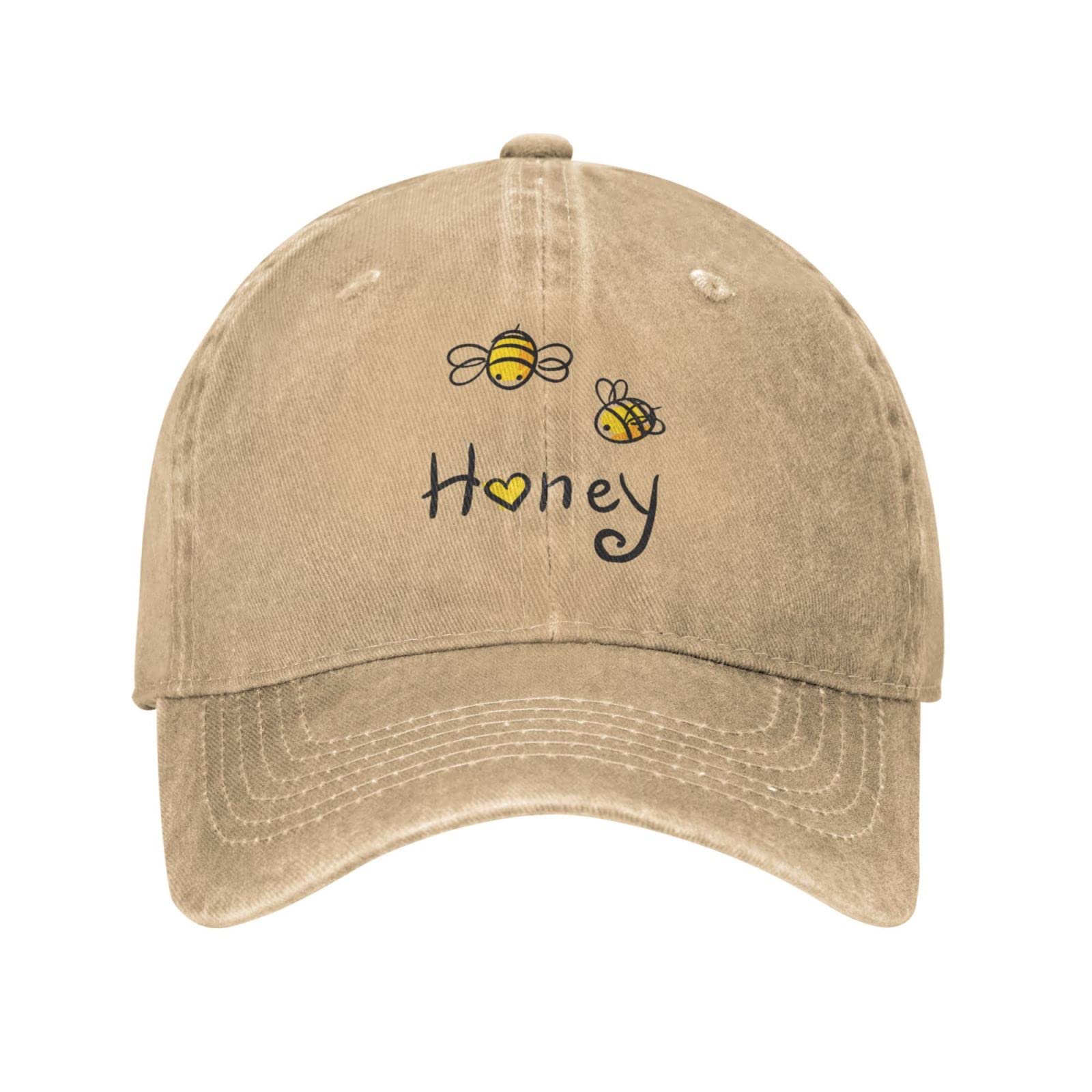 VunKo Bee Love Honey cap front view, classic denim style for daily wear and sun protection